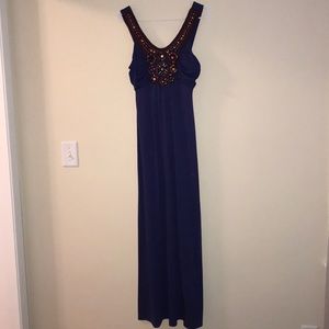 Dark blue/purple maxi dress with beaded detail